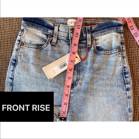 Alice + Olivia Beautiful High Rise Wide Leg Front Seamed Bell Jeans Pant - Picture 12 of 16